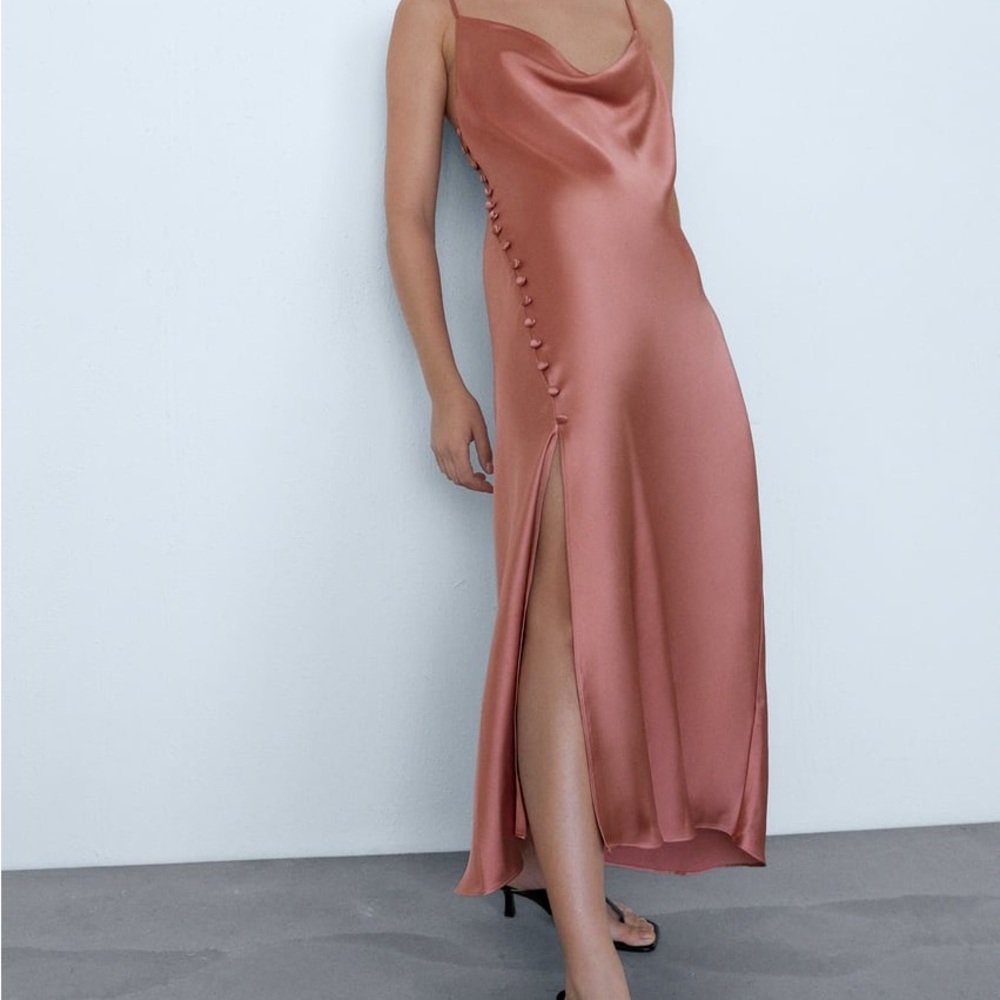 Zara slip dress dusty rose medium NWT 2157 / 245